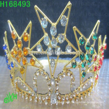 Venda Por Atacado Rhinestone barato Colorido Star Tiara Crown